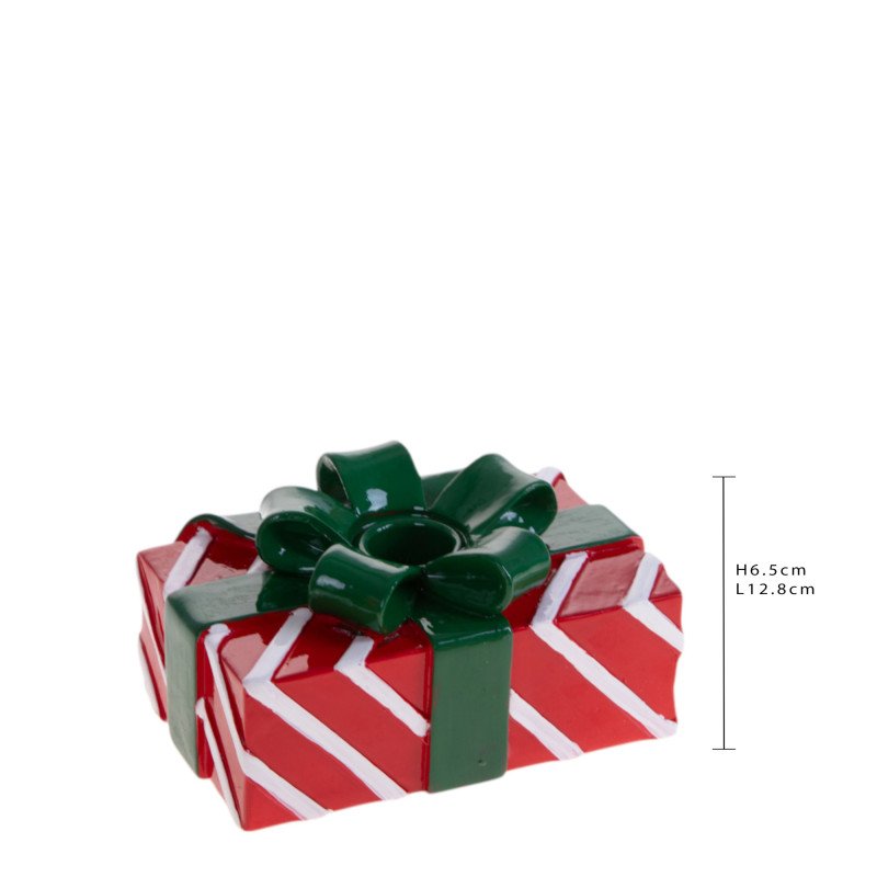 PORTA CANDELA PACCO REGALO RESINA - 80256